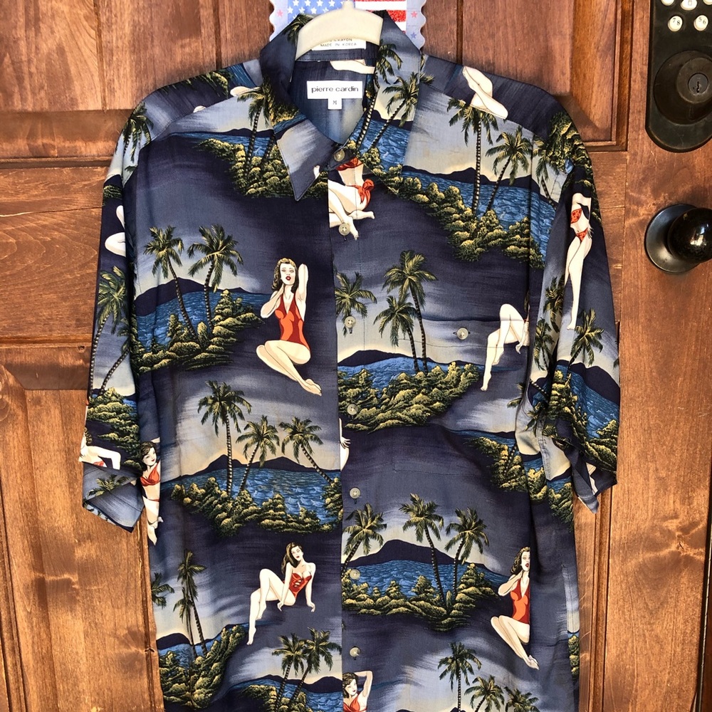 Pierre Cardin mens short sleeve button up shirt medium